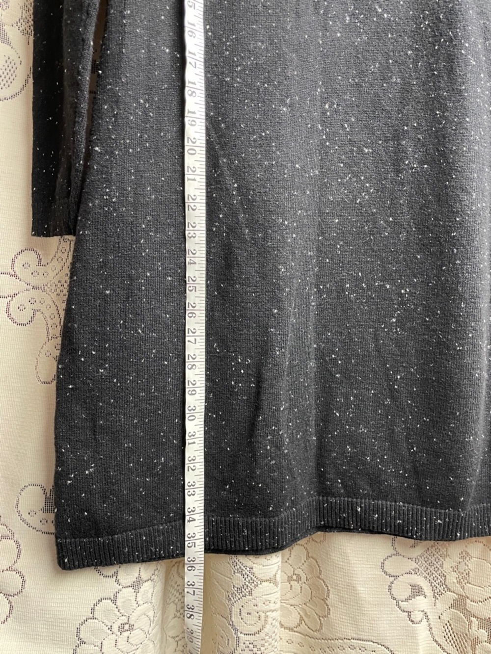 Talbots Black Speckled Knit Tie-Waist Long Sleeve Dress NWT - Picture 8 of 8